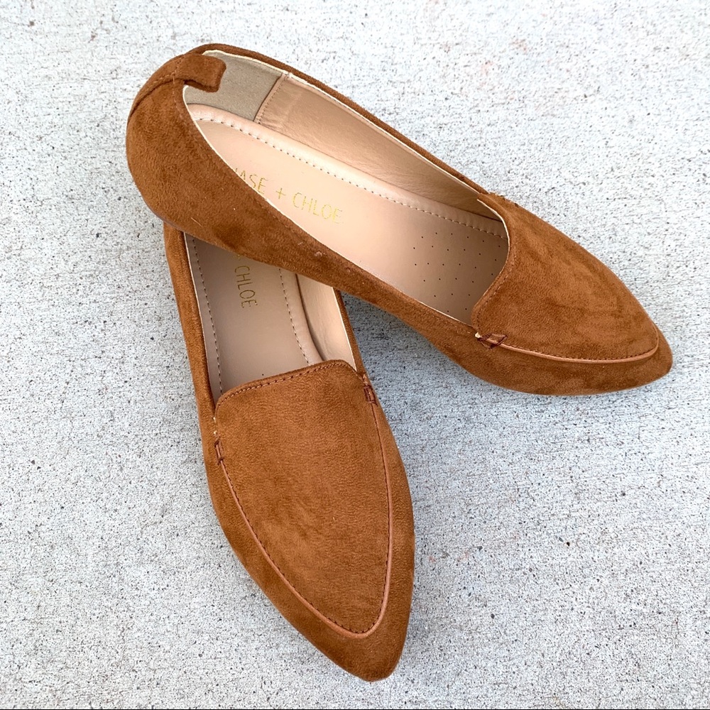 Vegan Suede Camel Brown Flats - Picture 2 of 8